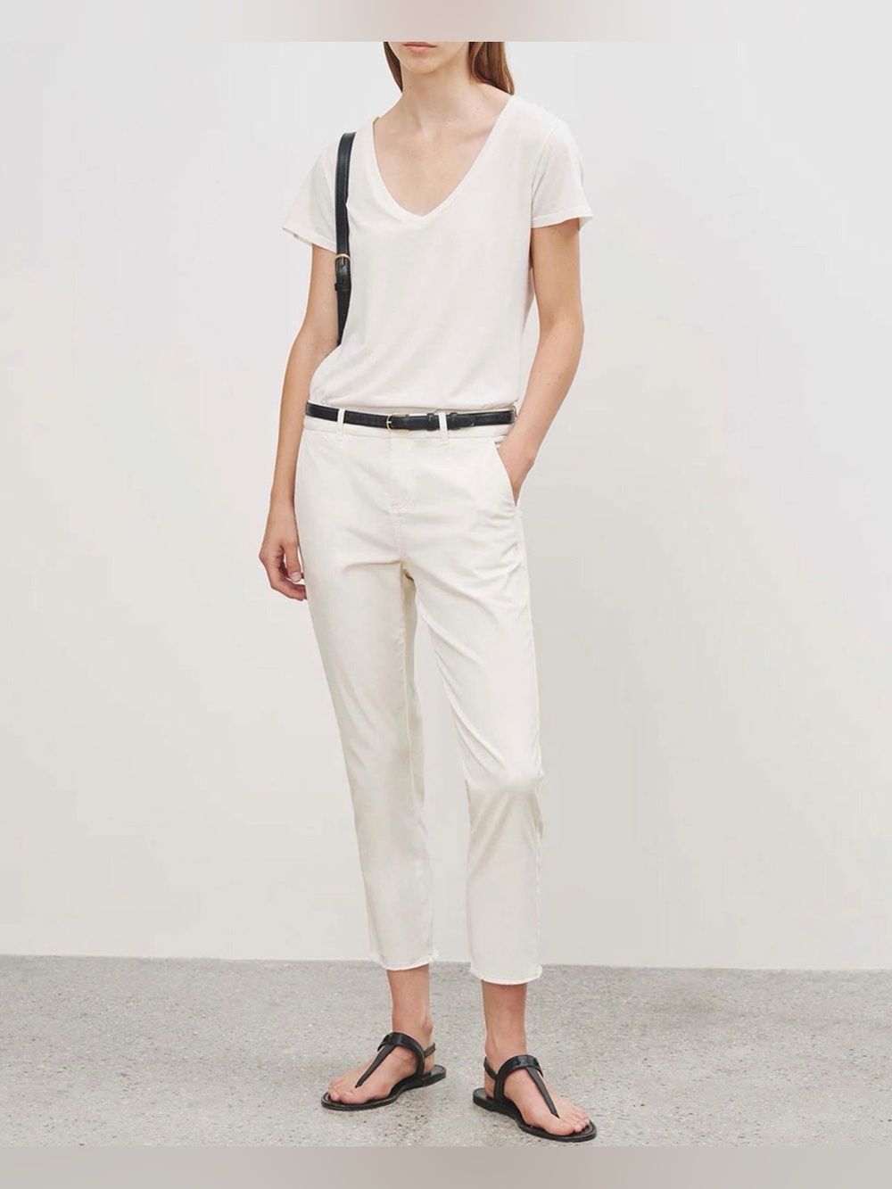 Nili Lotan East Hampton Twill Straight Women's Pants in Eggshell